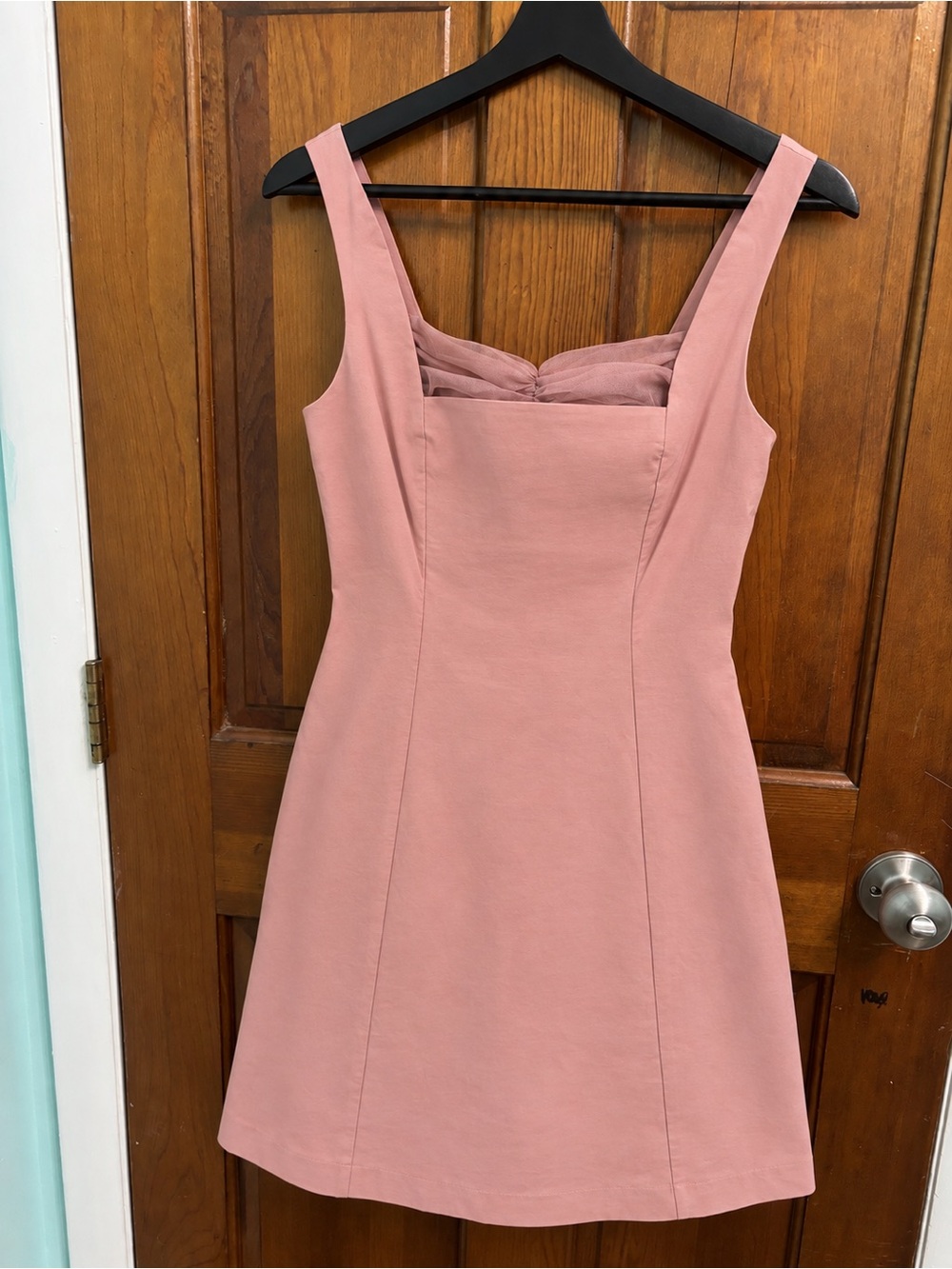 Tara Jarmon Dusty Rose Square-Neck Mini Dress